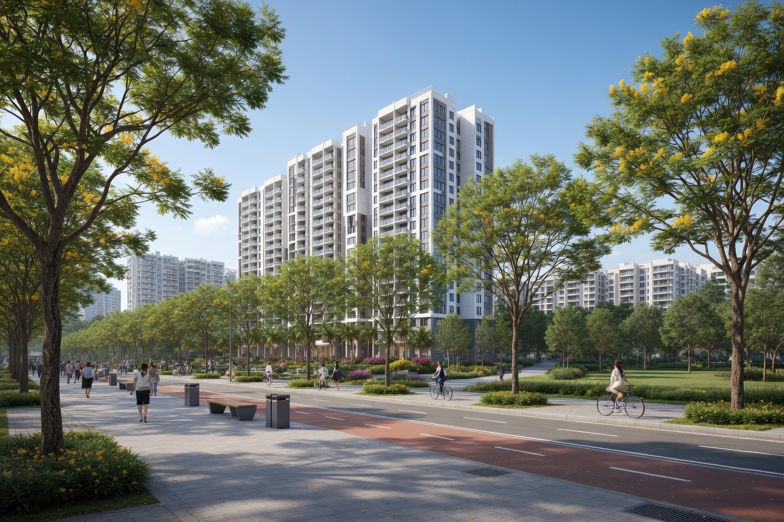 Tengah Garden Residences Street Level Tengah Boulevard View